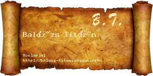 Balázs Titán névjegykártya